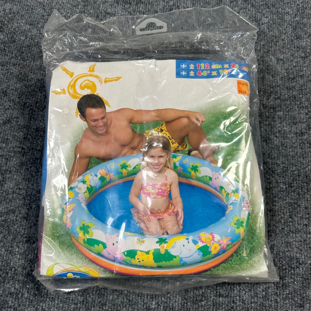 Intex 44 Inch Inflatable Kiddie Pool Animal Print Round 2-Ring Splash Pool 59411